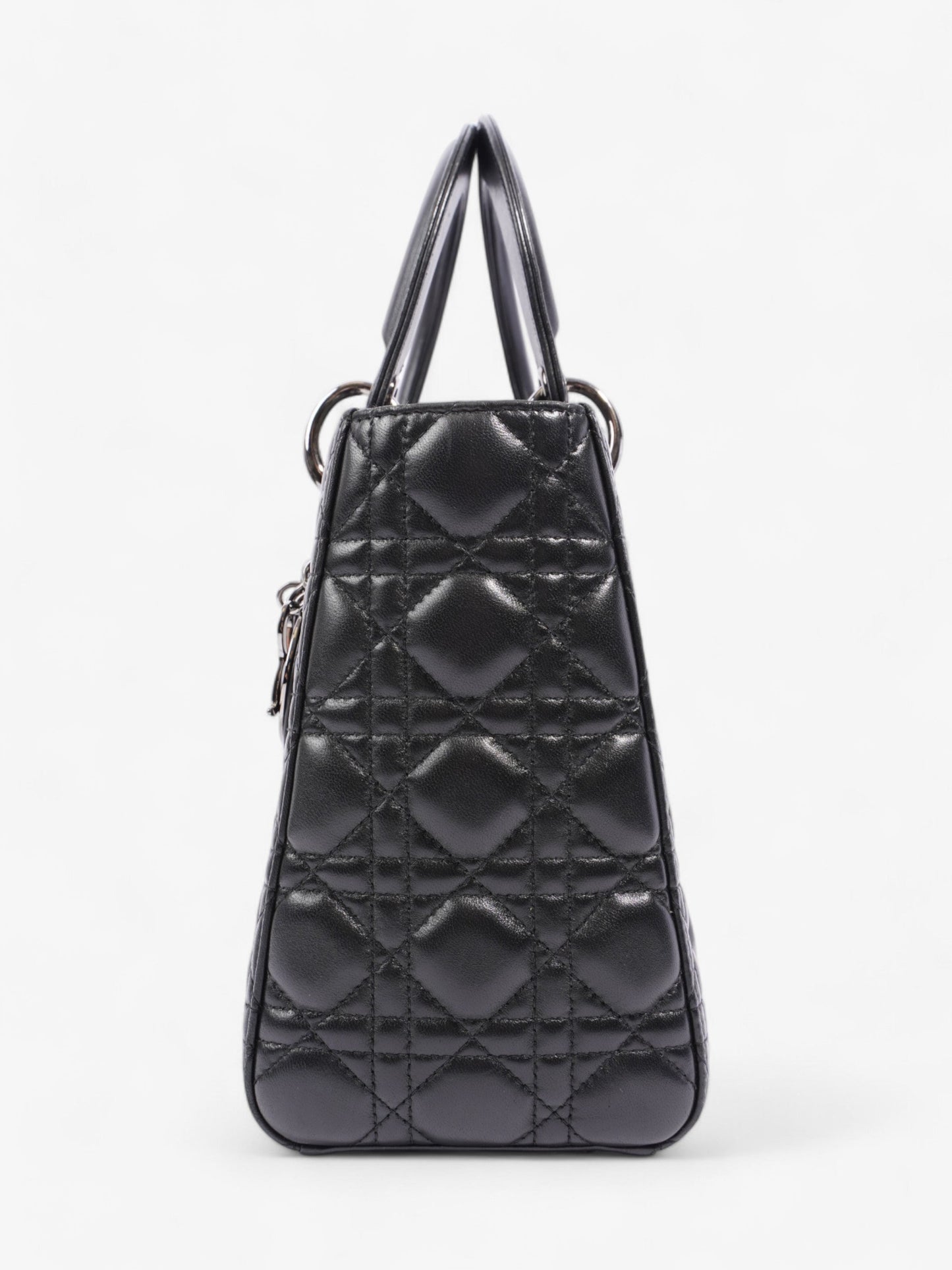 Dior Christian Lady Crossbody Bag Leather Lambskin Black