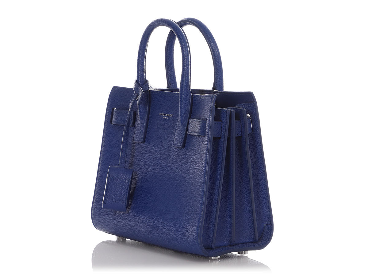 YSL Saint Laurent Nano Sac De Jour Tote Bag Blue