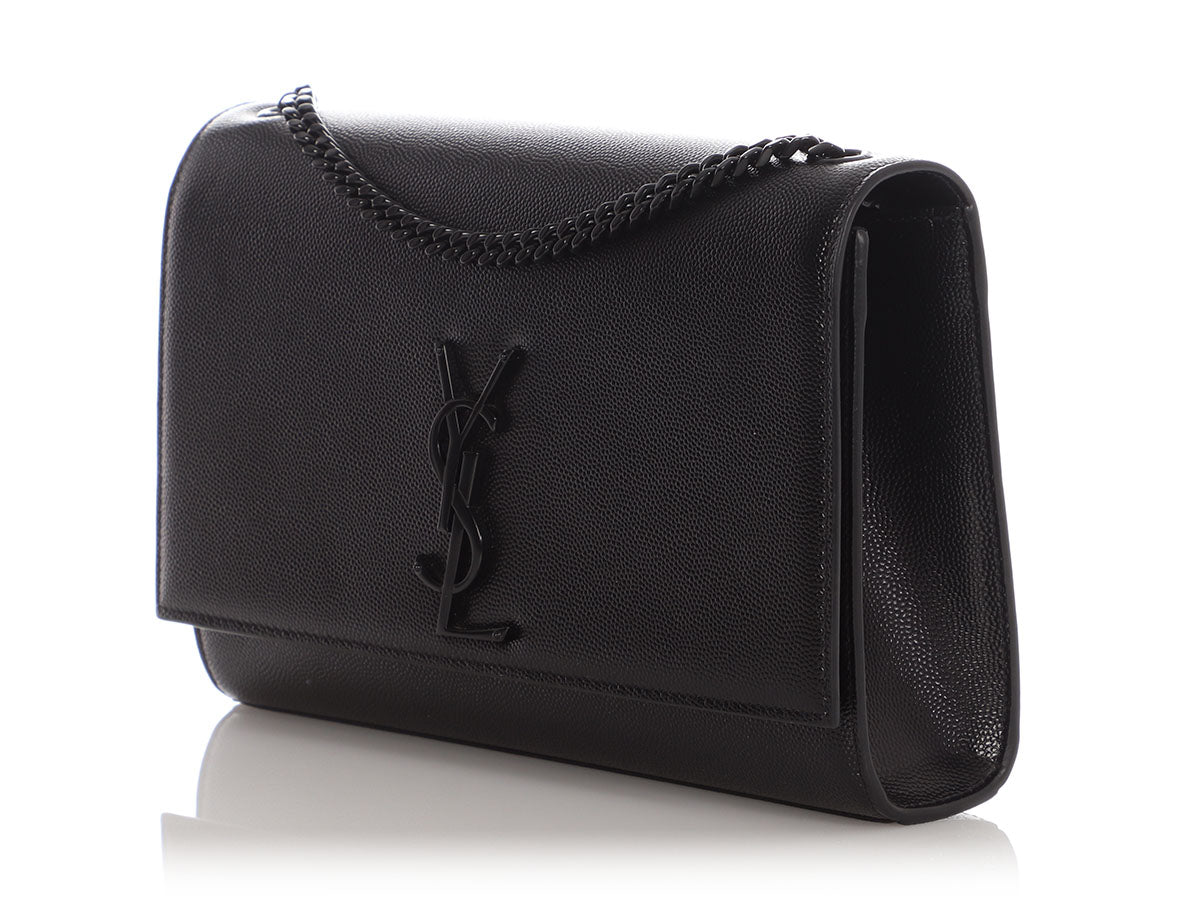 YSL Saint Laurent So Grain De Poudre Kate Crossbody Bag Black Medium