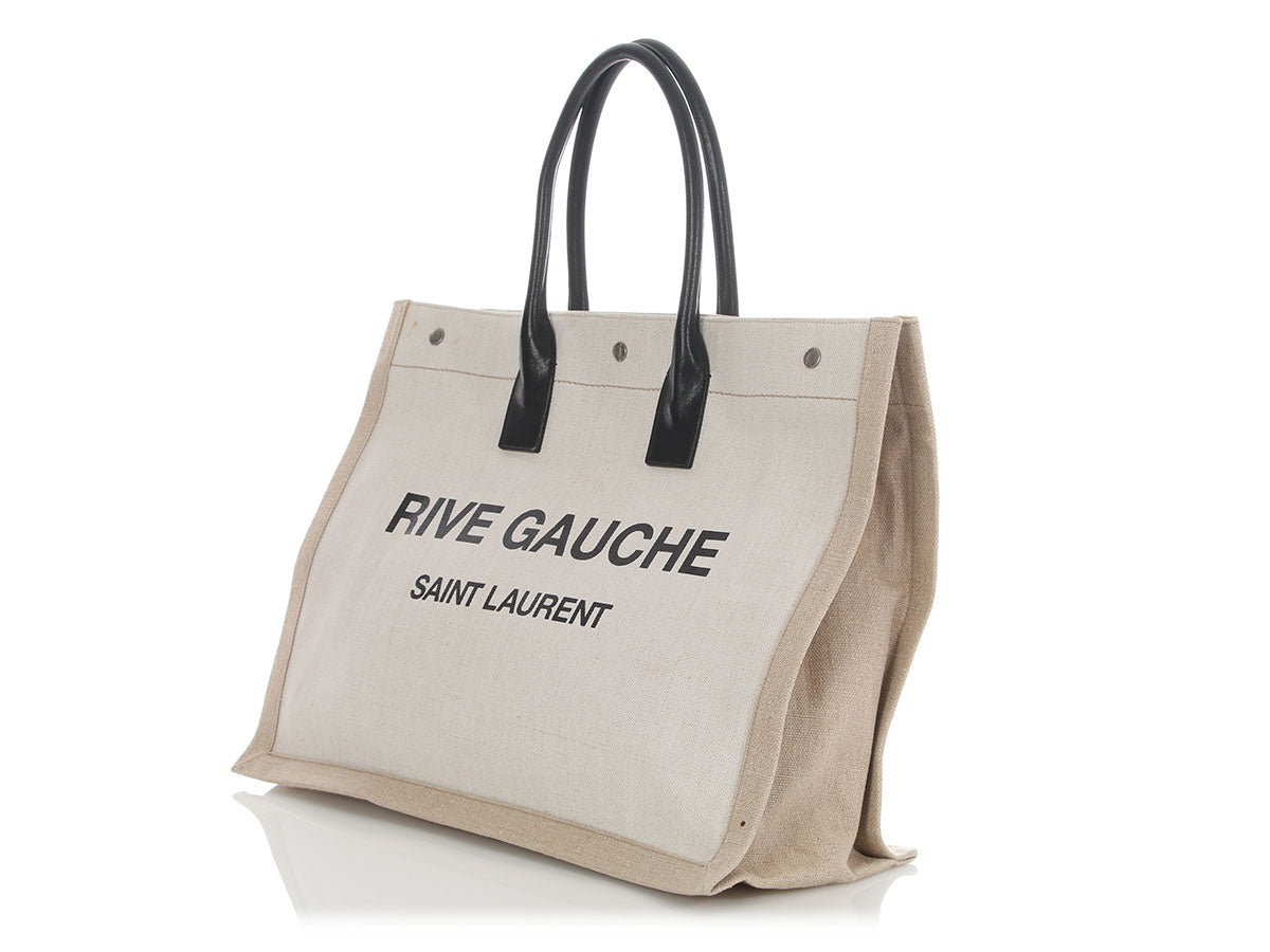 YSL Saint Laurent Rive Gauche Tote Canvas Beige Large Tote Bag