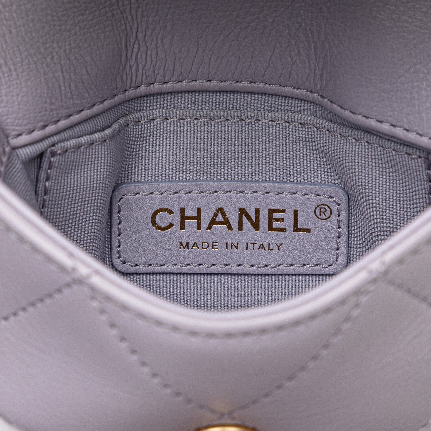 Purple Chanel Mini Quilted Calfskin Framing Chain Flap Crossbody Bag