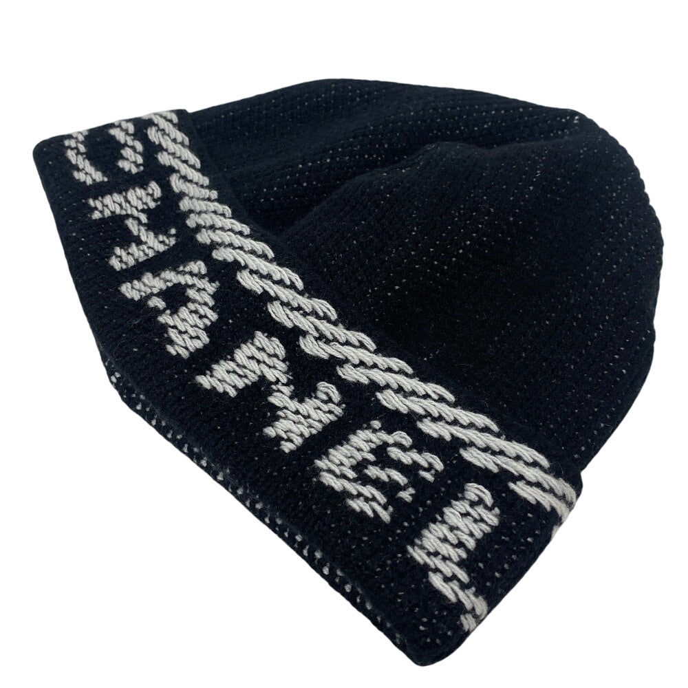 Chanel Knit cap cashmere 22K logo Black Hat
