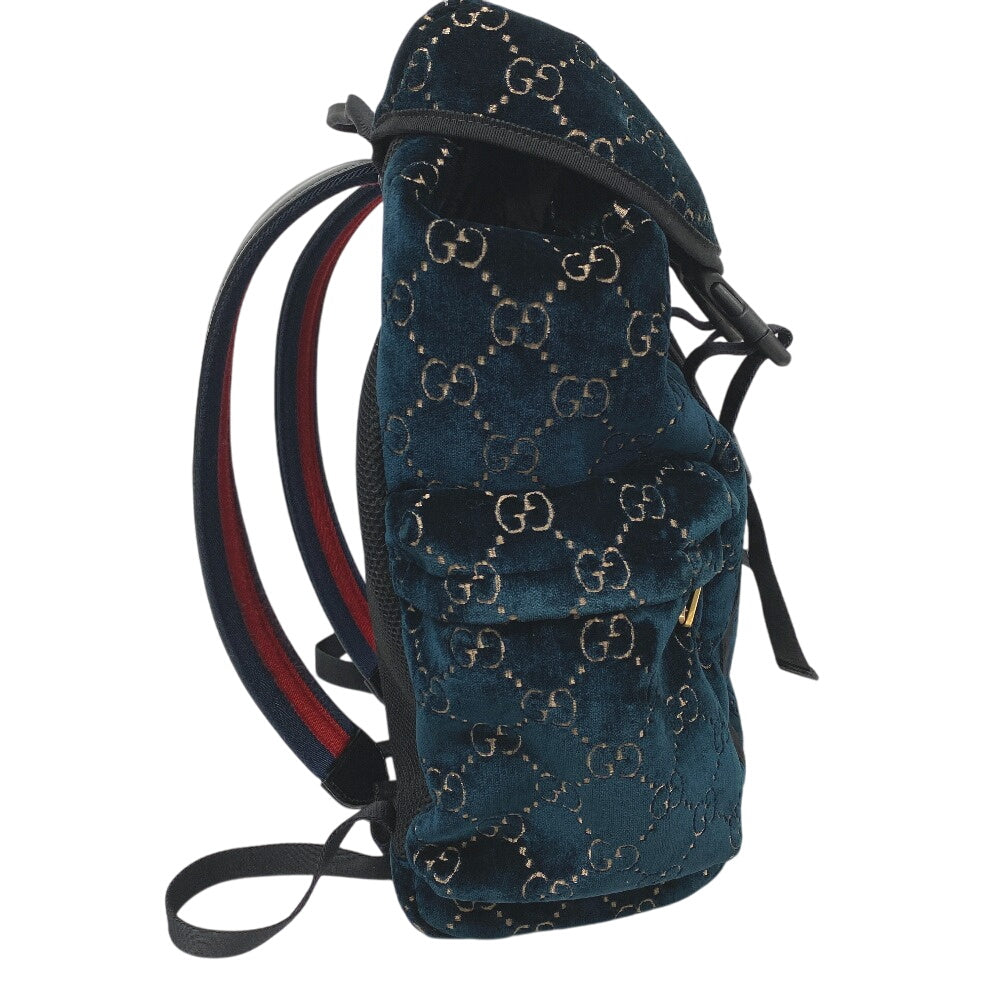 Gucci Backpack , GG velvet unisex Leather Nylon Green