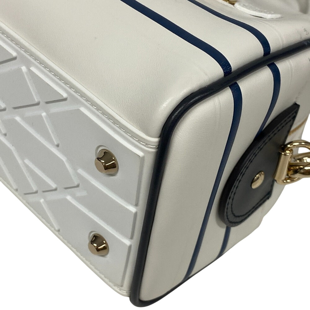 Dior Christian Handbag Ma Vibe Bowling Bag Women Leather White Travel Bag
