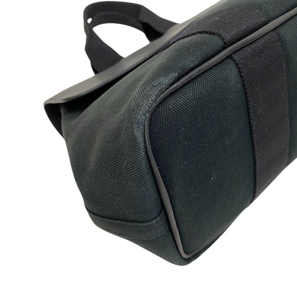 Toile Chevron , Tote Bag Pouch Valparaiso Leather Black