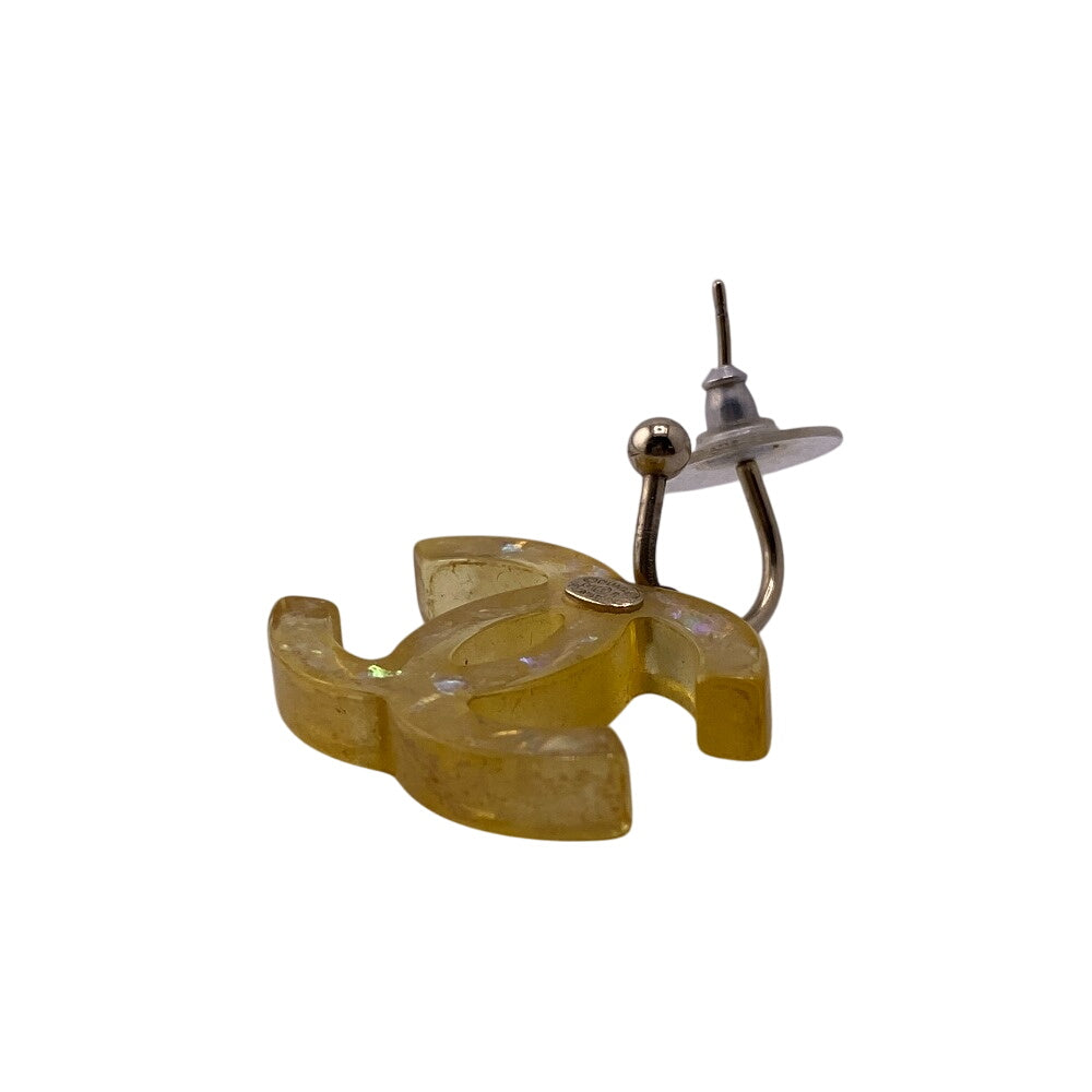 Chanel Pierce plastic yellow Clear Glitter 06P Jewelry