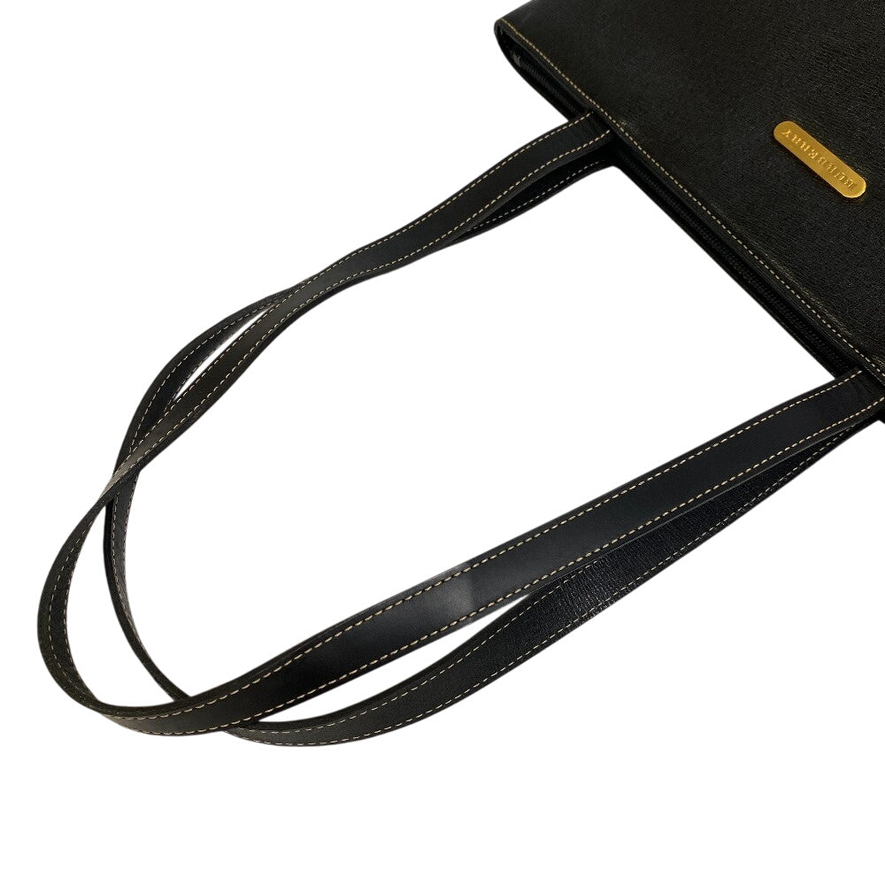 Burberry Tote Bag Nova Check Leather Canvas Black