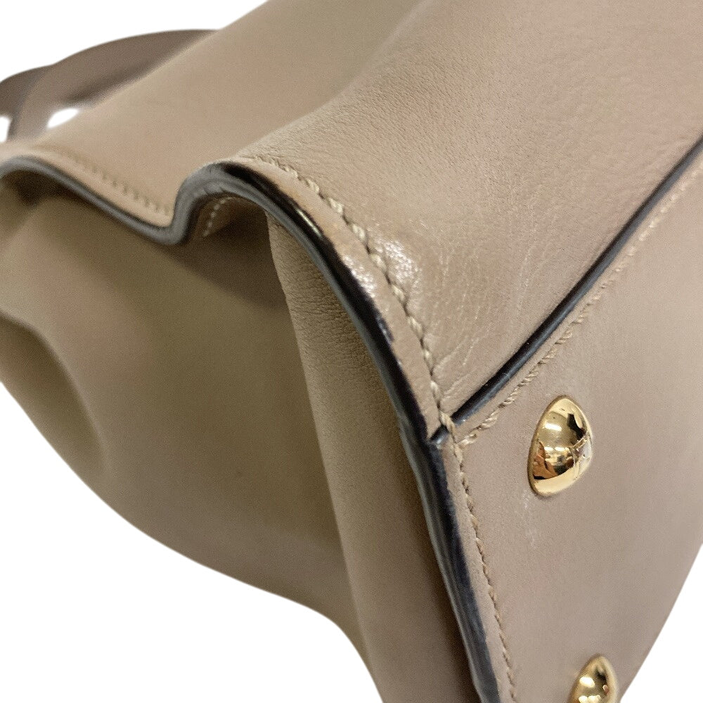Fendi Handbag 8Bn290 Peek Boo Regular Leather Gray Travel Bag