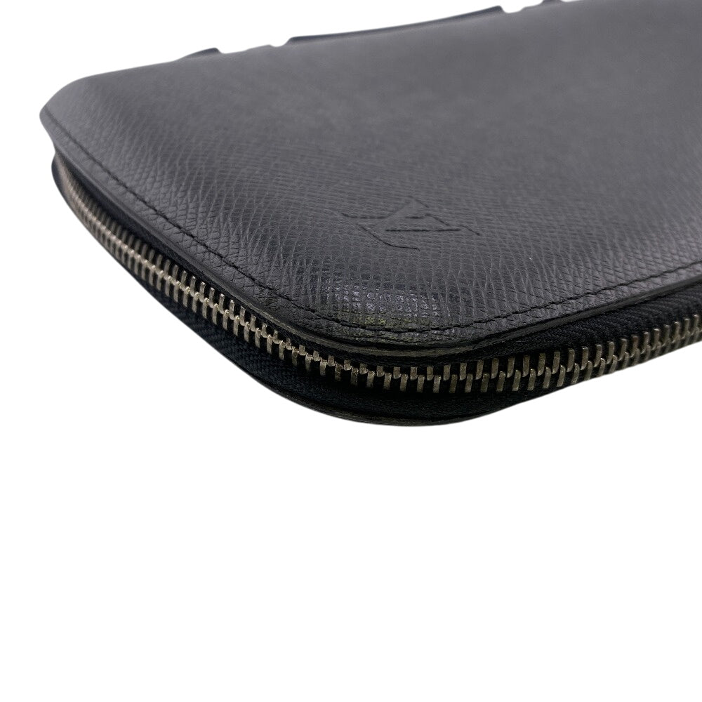 Louis Vuitton Long Purse M30652 Taiga Organizer Leather Black Wallet Case