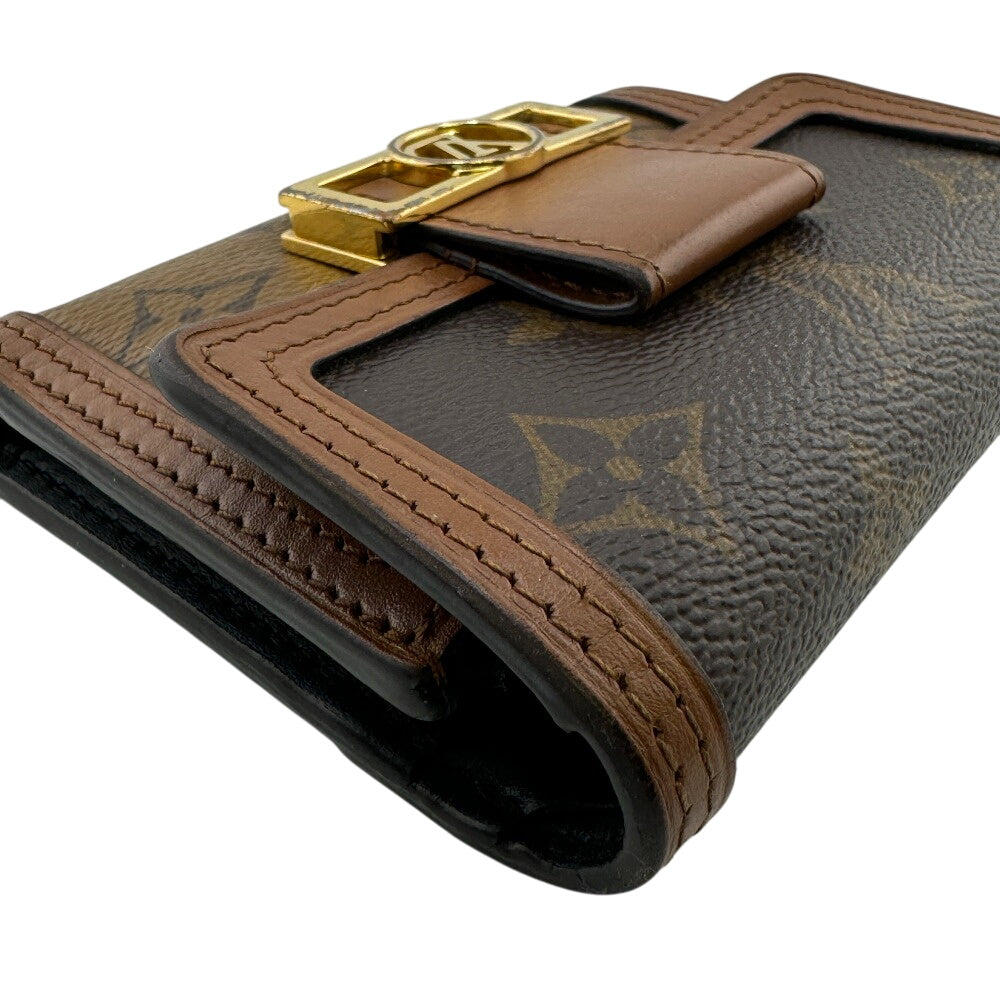 Louis Vuitton Tri-fold M68725 reverse Portefeuille Daufine Monogram Leather Brown Wallet Case