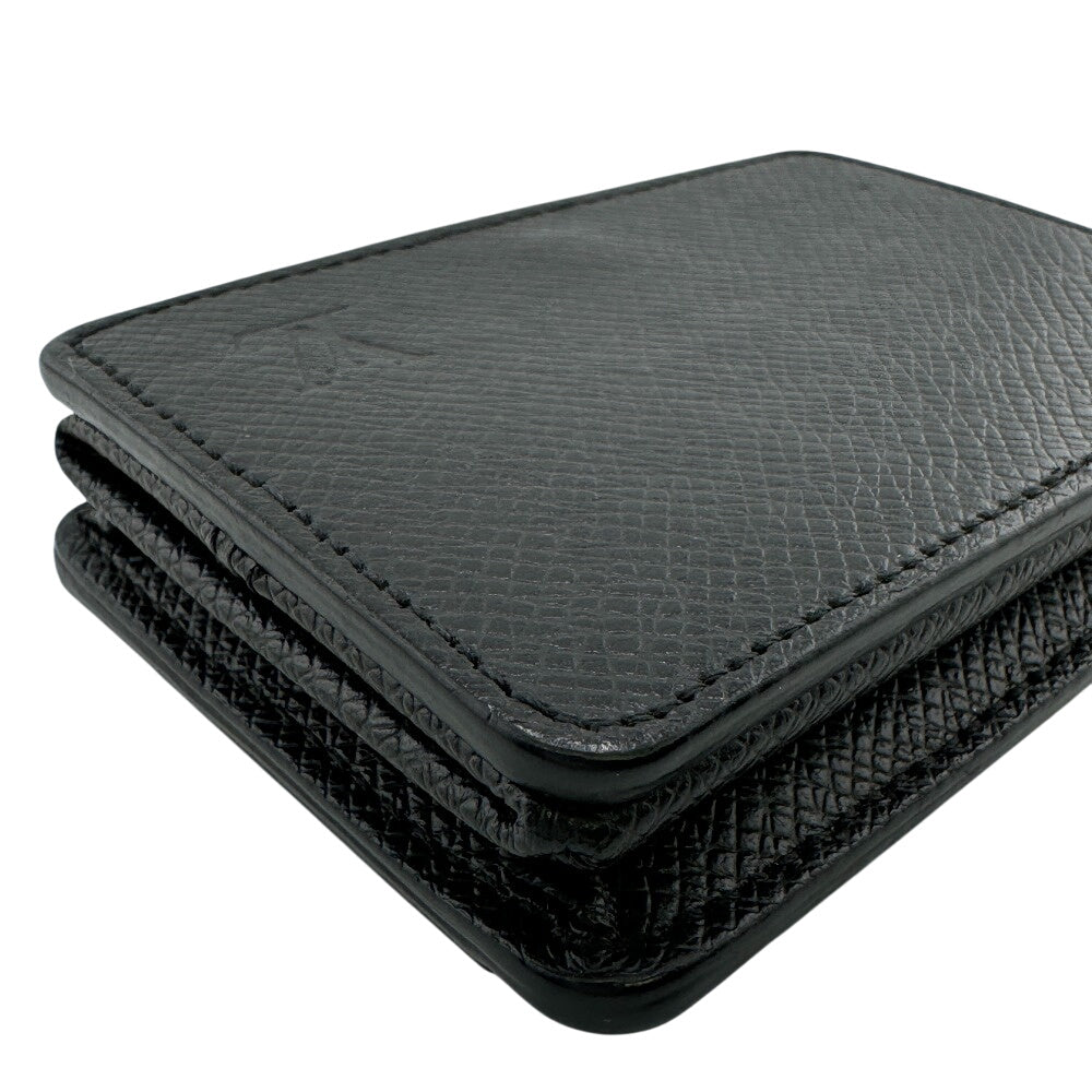 Louis Vuitton Coin M30598 Taiga Coin Leather Black Wallet Case