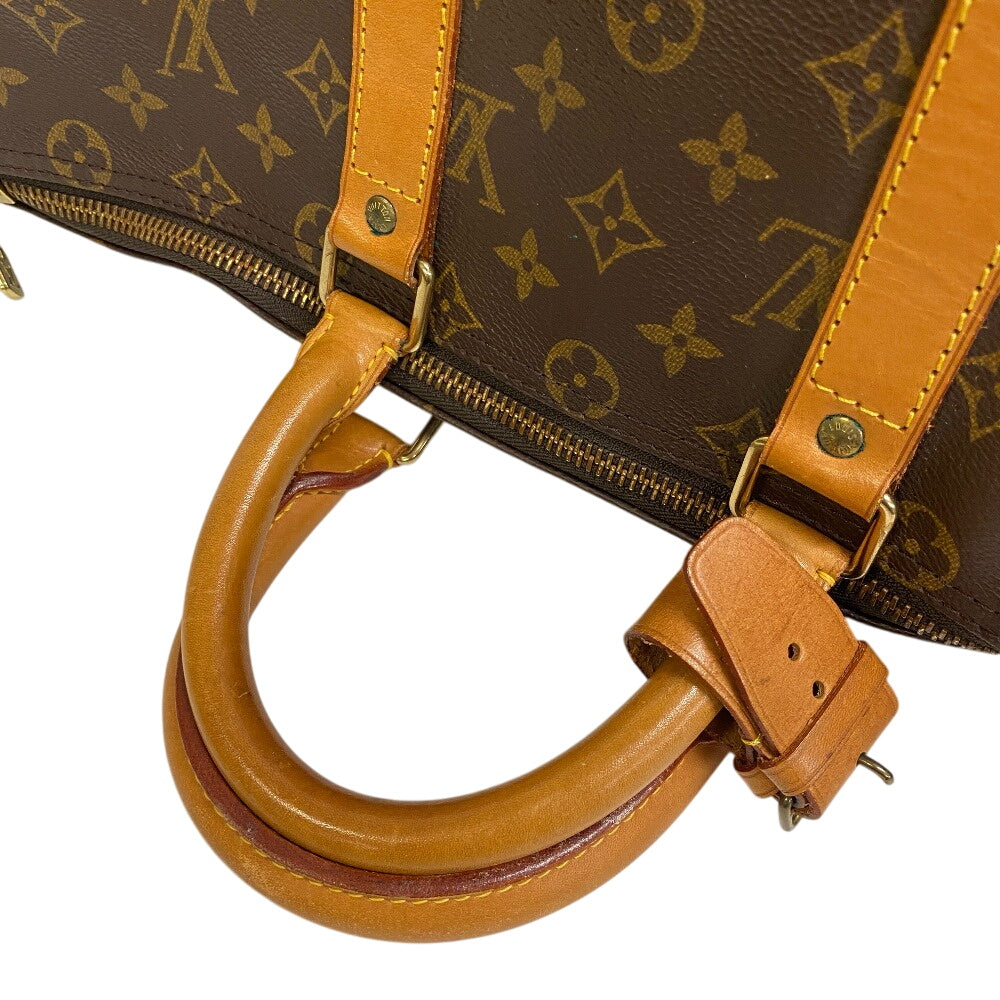 Louis Vuitton Boston Duffel Cloth Keepall 45 Monogram Leather Brown Travel Bag