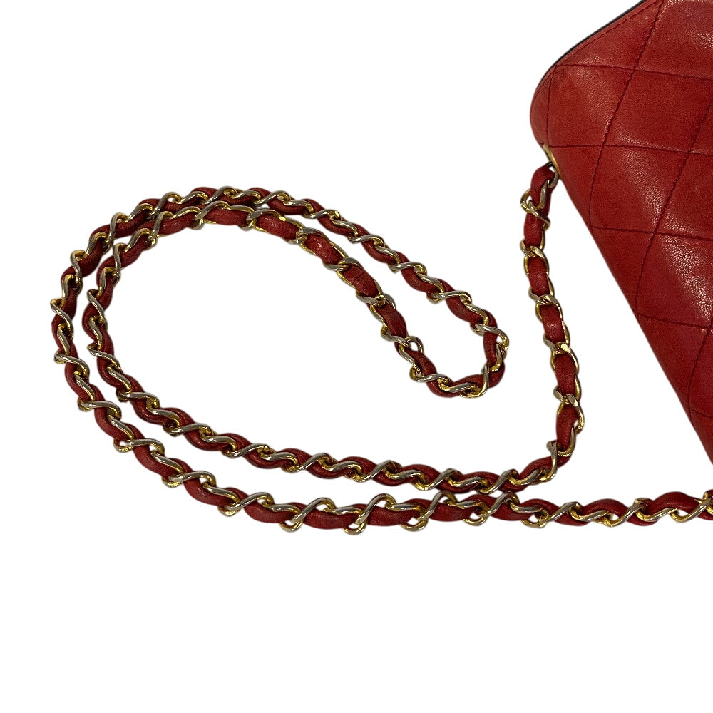 Chanel lambskin matrasse Red Leather Shoulder Bag