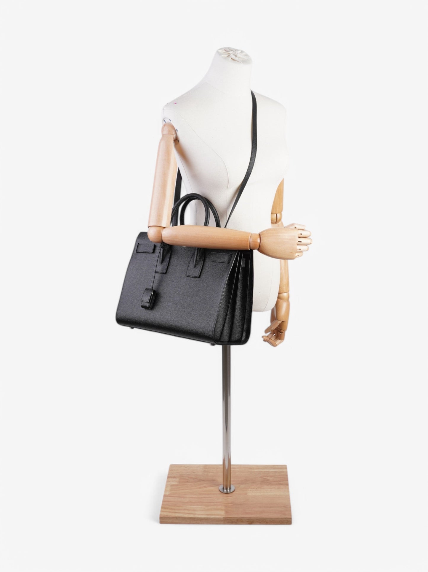 YSL Saint Laurent Sac De Jour Calfskin Shoulder Bag Leather Black Small