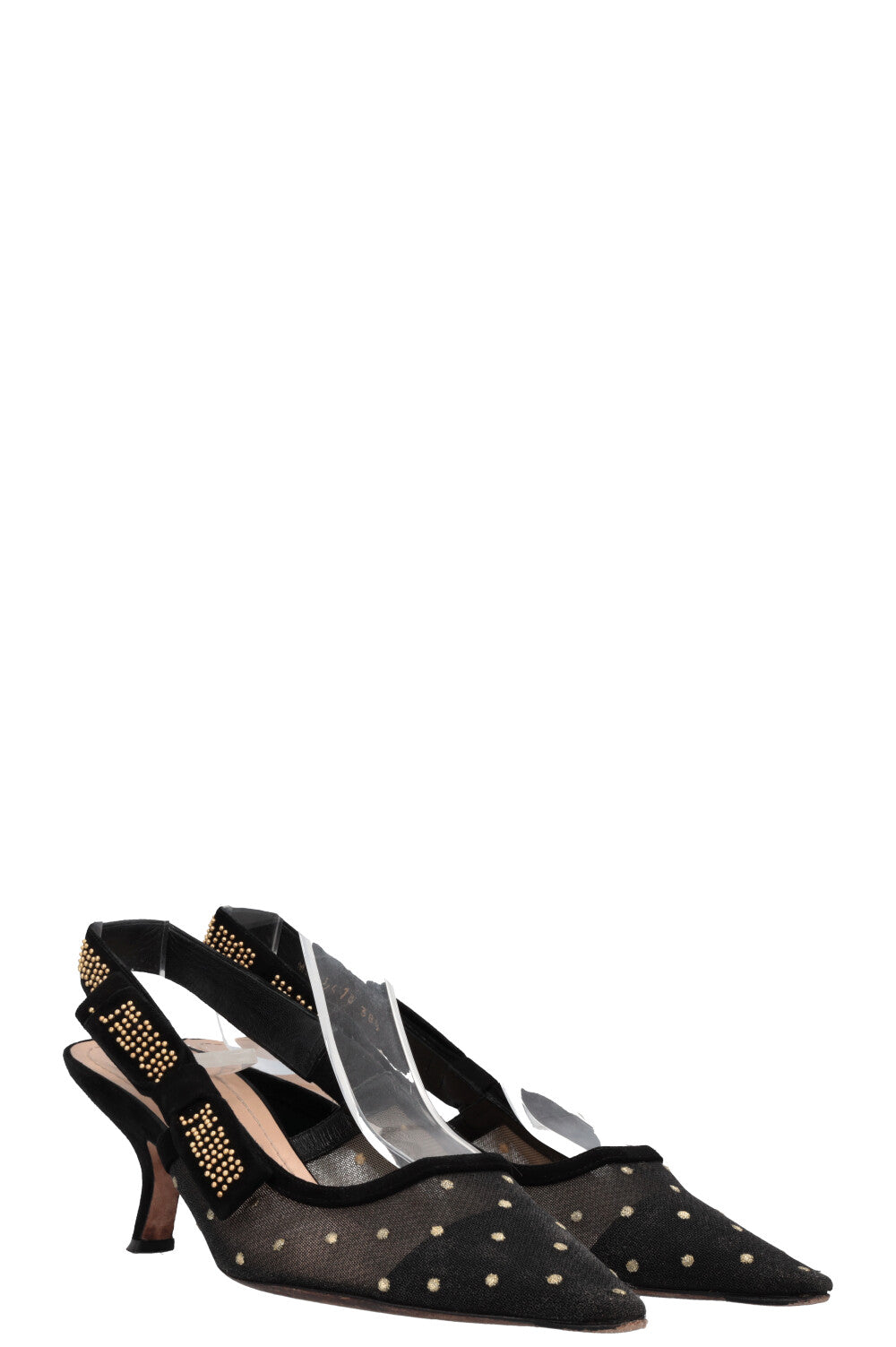 Dior Sling Bag J`a Dots Slingback Heels Mesh Black Shoes