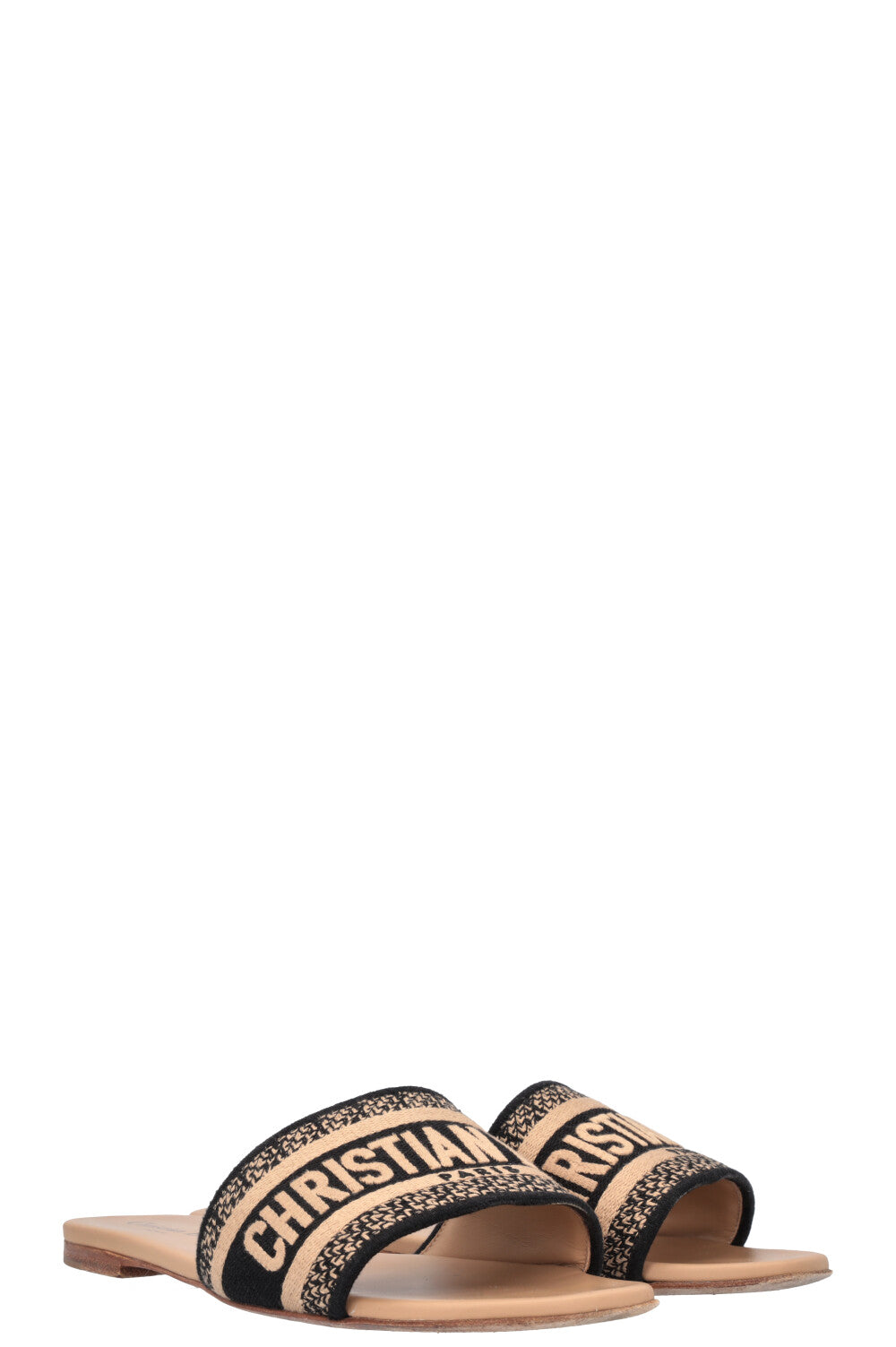 Dior Dway Slides Black Beige Shoes