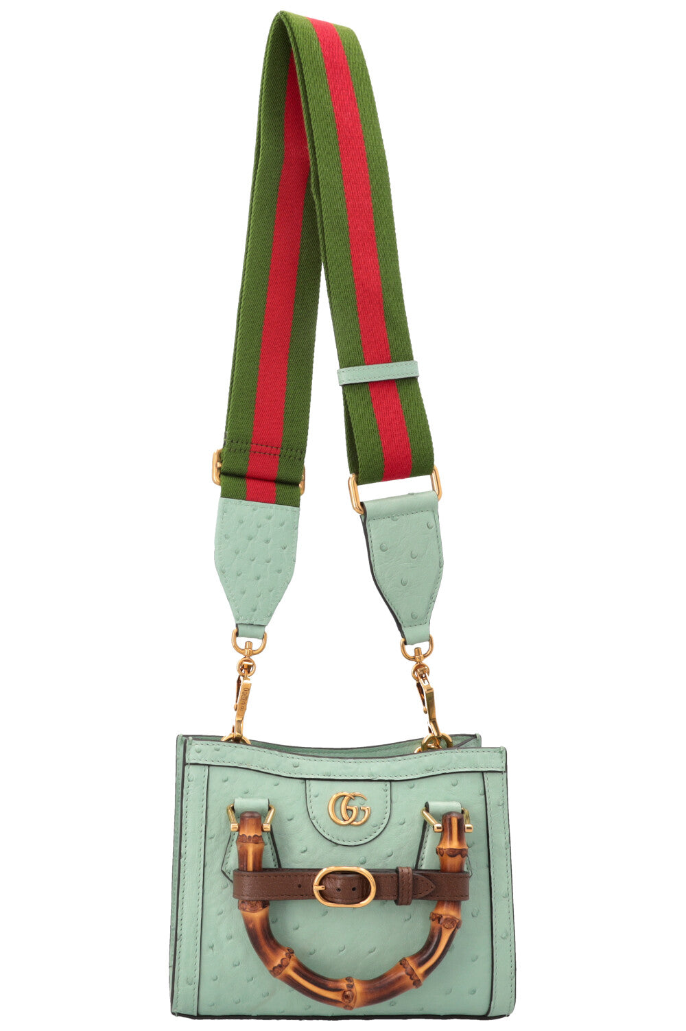 GUCCI Diana Mini Tote Bag Ostrich Turquoise