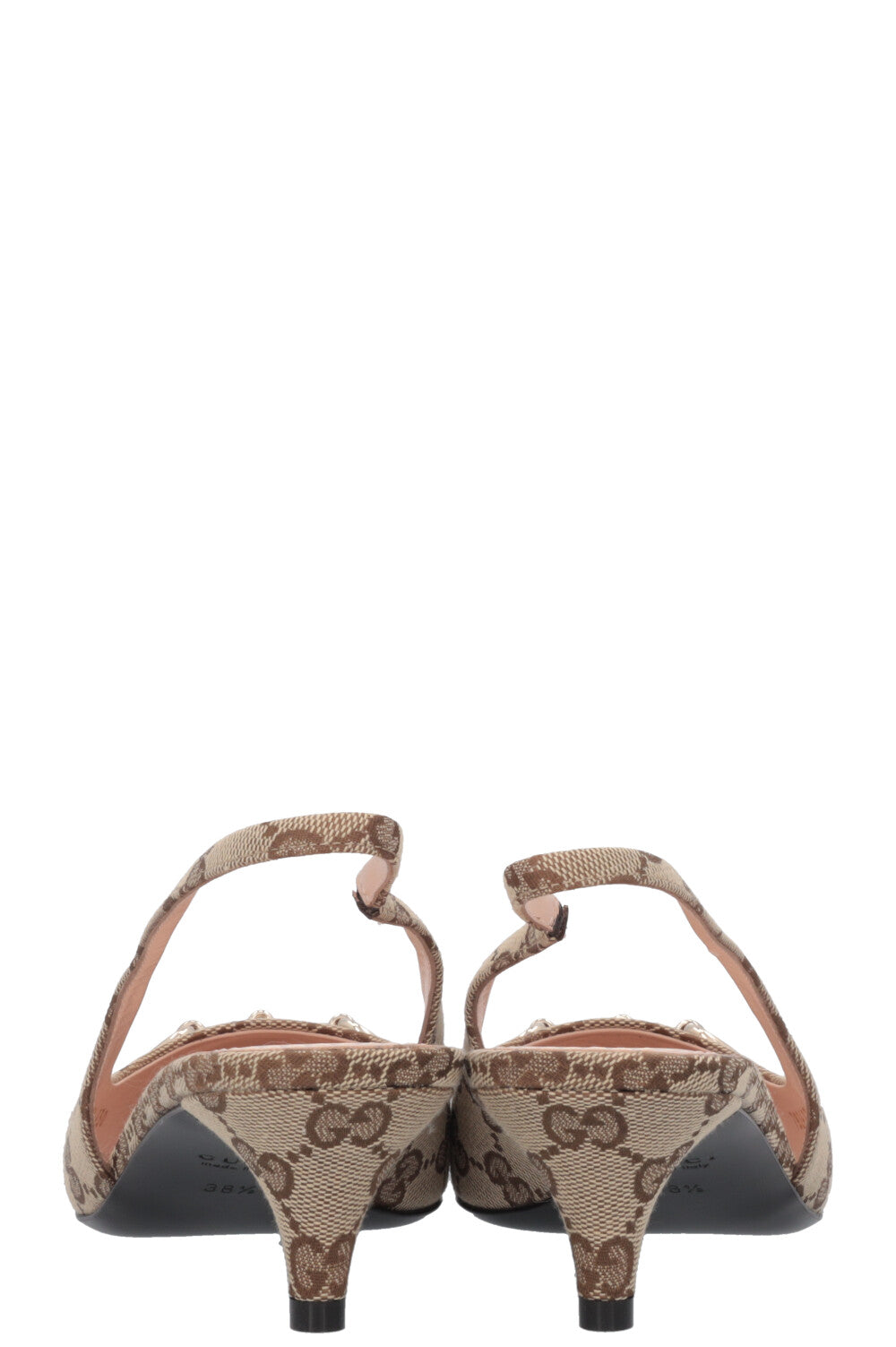 GUCCI Horsebit Kitten Heels GG Canvas