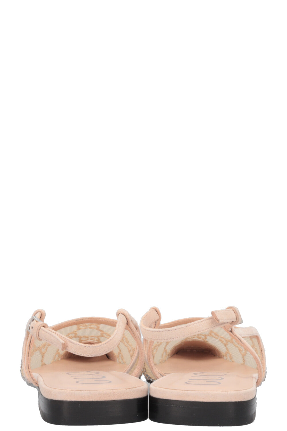 GUCCI GG Slingback Flats Crystals Mesh Beige