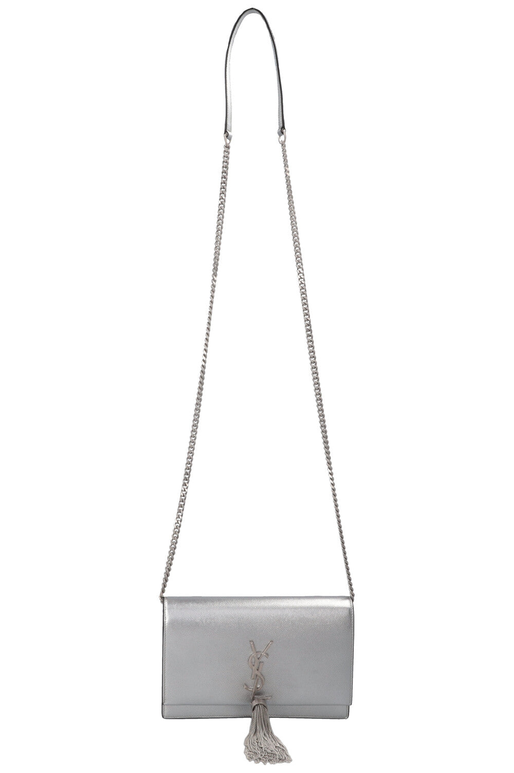 YSL Saint Laurent Crossbody Bag Kate Tassel Silver Small