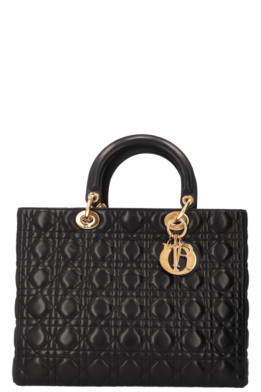 Dior Handbag Lady Cannage 2 Black Large