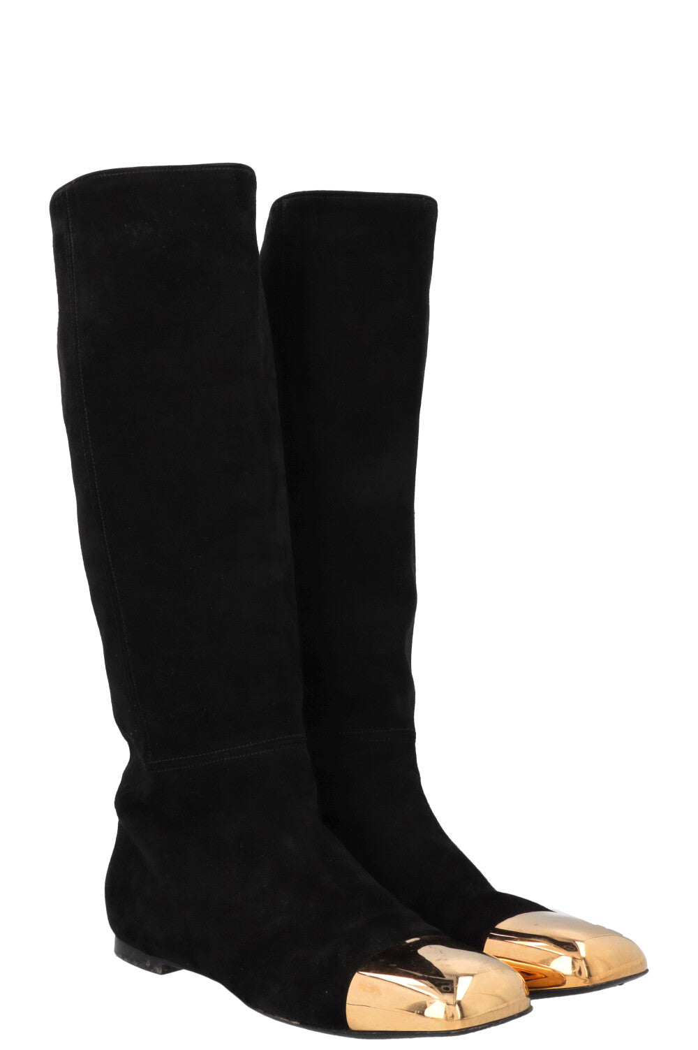 YSL Saint Laurent Boots Suede Black Gold Shoes