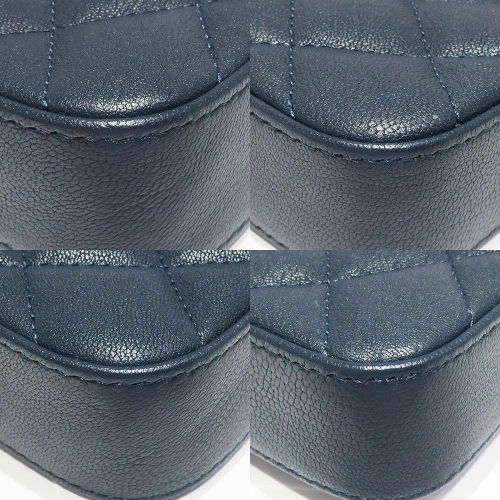 Chanel Chain S Wallet Silver Wallet Long Wallet Navy