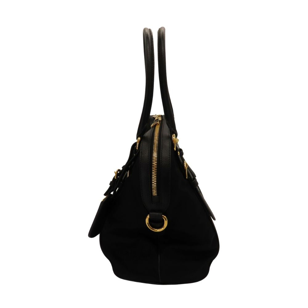 Prada 1Bb013 2Way Handbag Leather Nylon Travel Bag