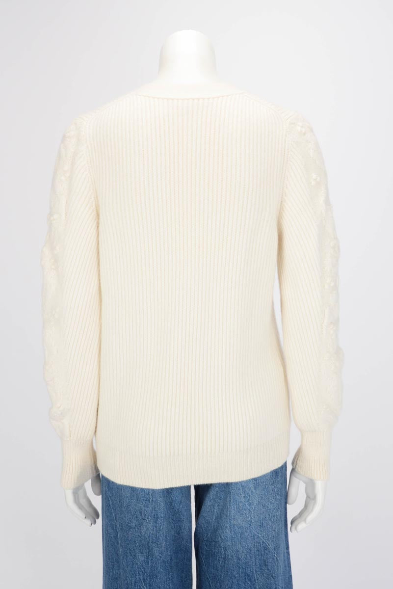 Chanel Ecru Ribbed Cashmere Classic Cardigan Fr 38 Bag