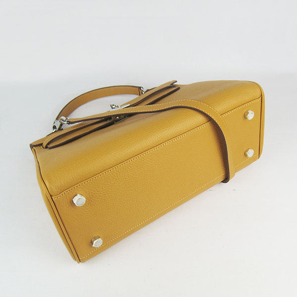 Hermes Luxury Kelly Cm Togo Handbag Yellow Silve Leather Travel Bag