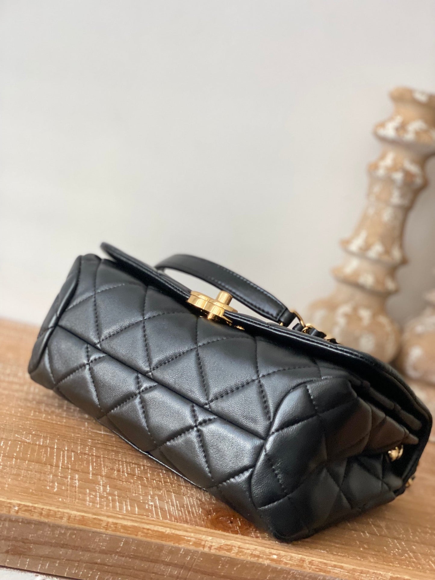 CHLLarge 23cm 9in Black Flap Handbag