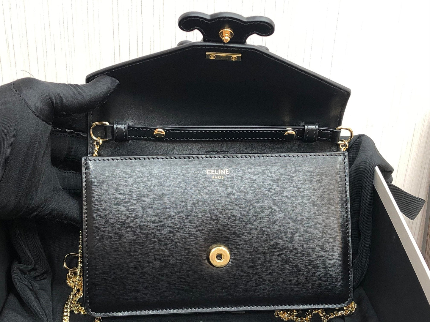 Top Quality Wallet On Triomphe For Women Black Chain Crossbody Bag 10J733Dpv38No 5964