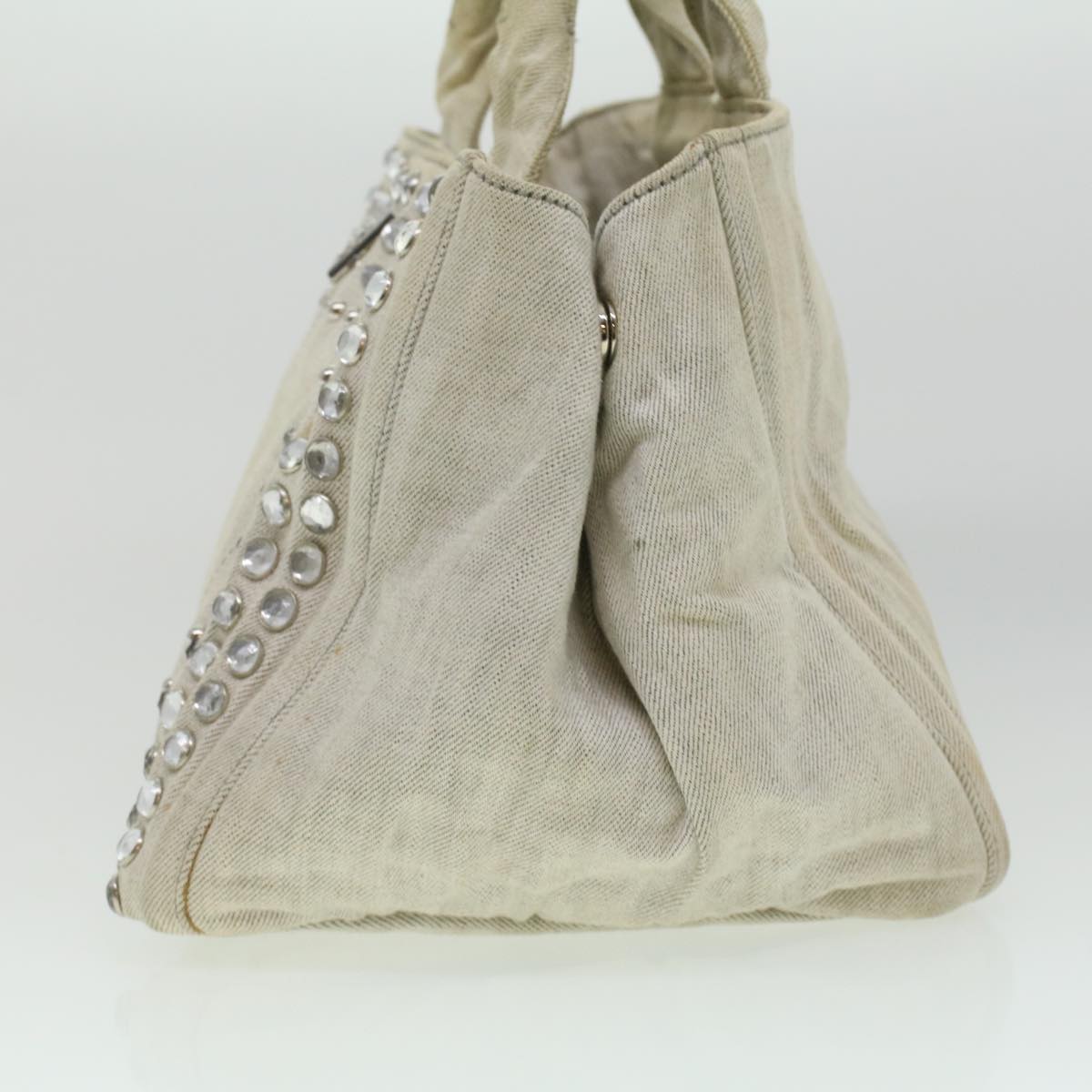 Prada Bijoux Canapa Mm Tote Bag Canvas White