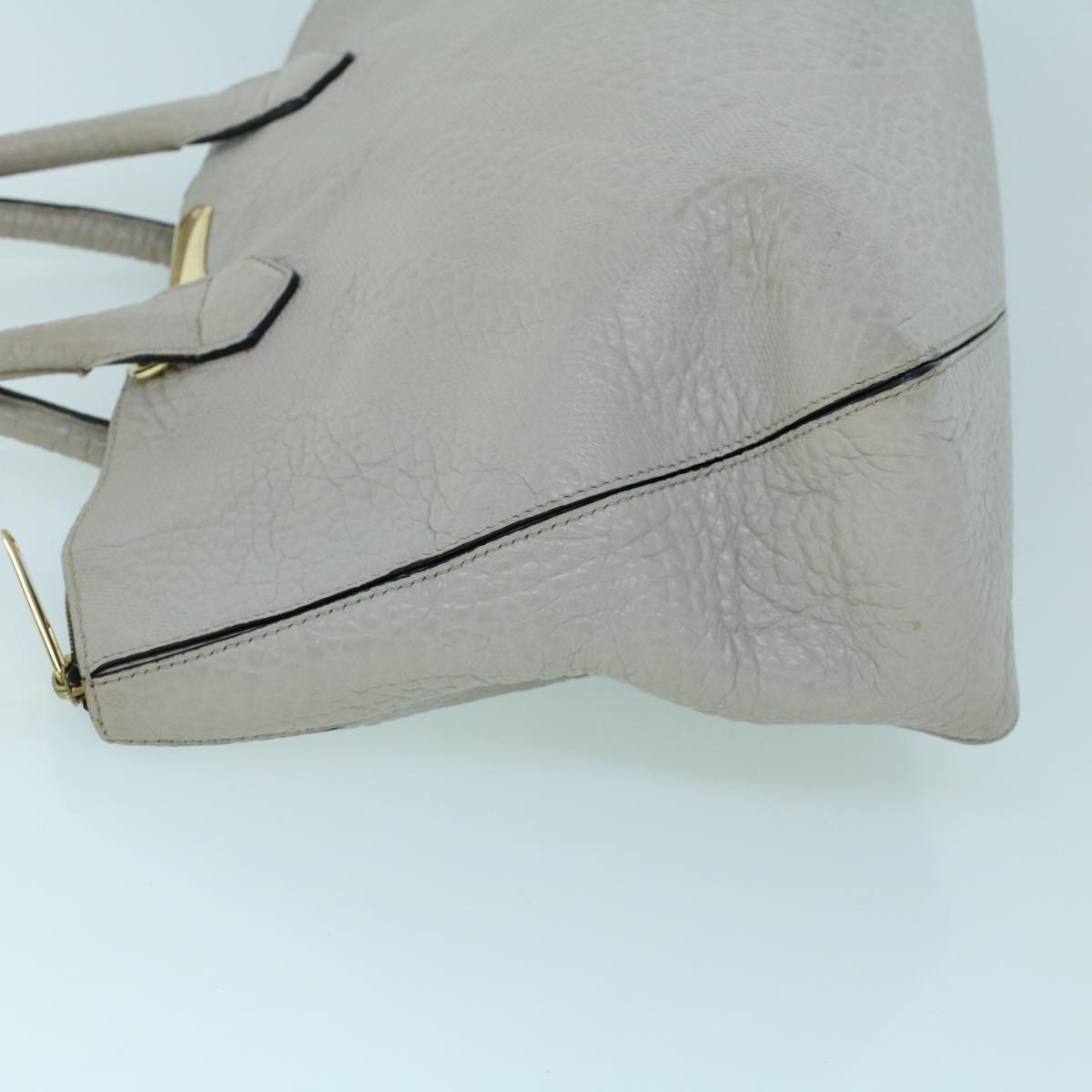 Burberry Luxury Tote Bag Auth Ac2169 Leather White Gray