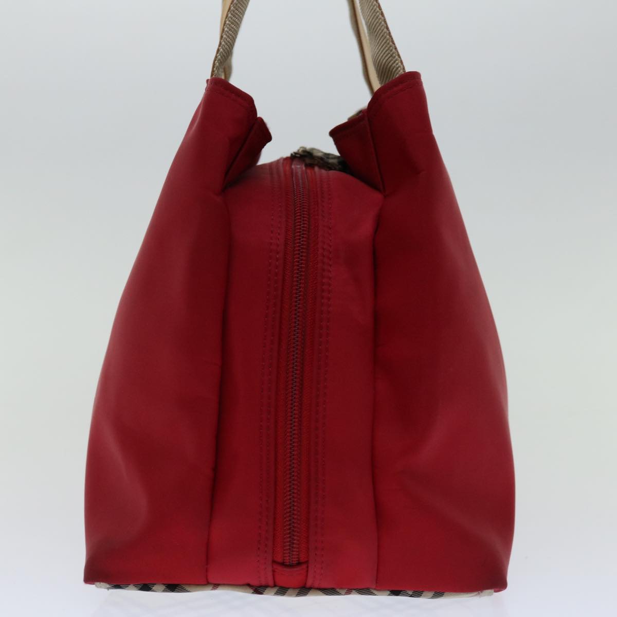 Burberry Luxury Nova Check Hand Bag Auth Ac2835 Nylon Red Travel Bag