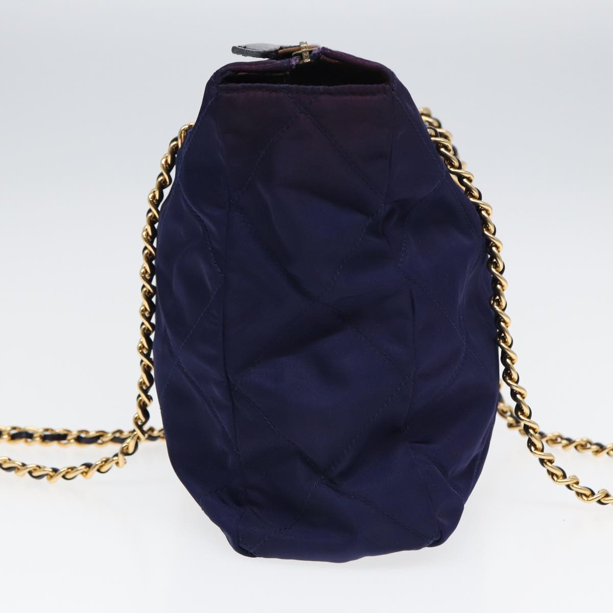 Prada Shoulder Bag Auth Nylon Purple Chain Purple Auth Ac3138
