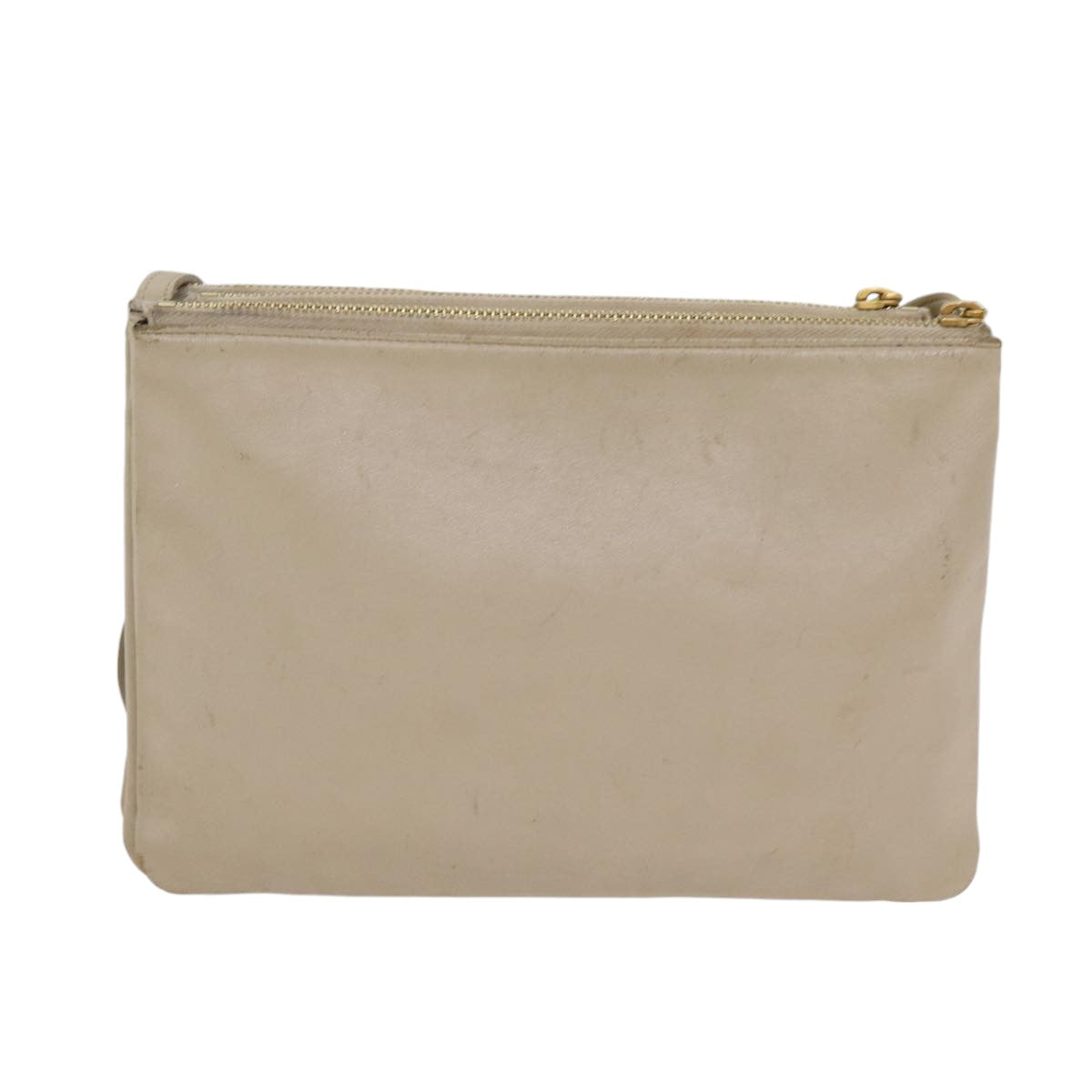 Luxury Trio Shoulder Bag Auth Ac Leather Beige