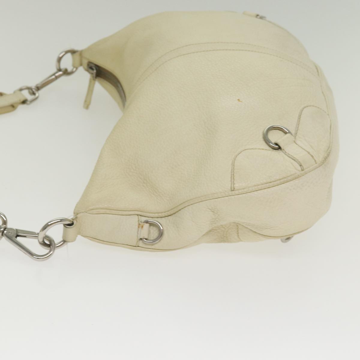 Prada Shoulder Bag Auth Leather White Silver