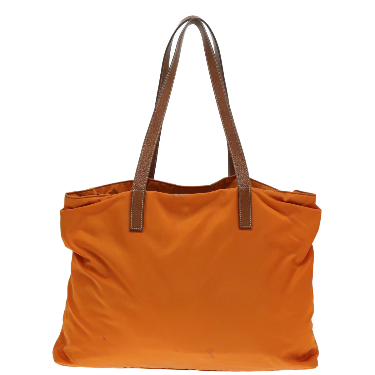 Prada Tote Bag Auth Nylon Silver Orange Silver Auth Ac3237