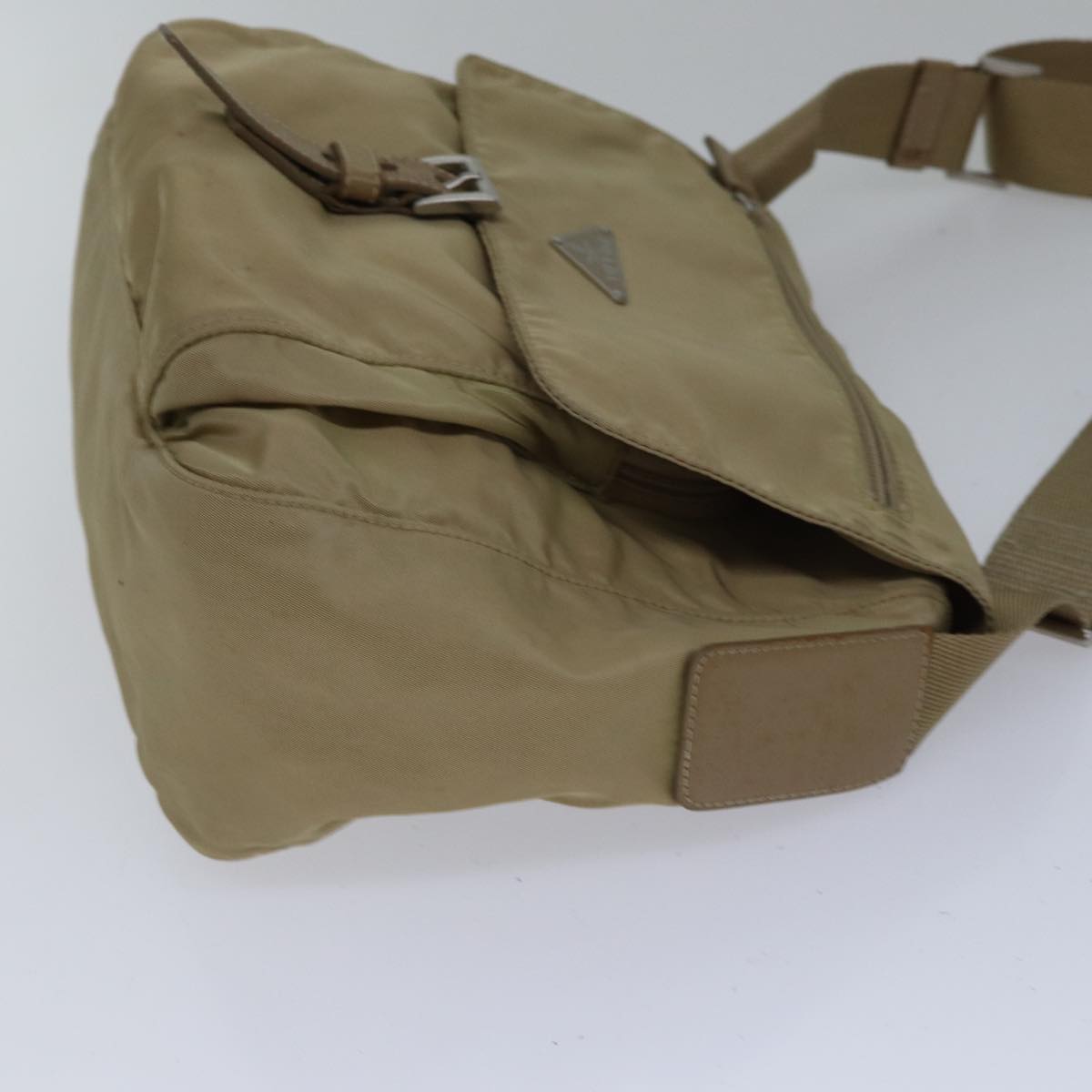 Prada Shoulder Bag Auth Nylon Beige Beige Auth Ac3250