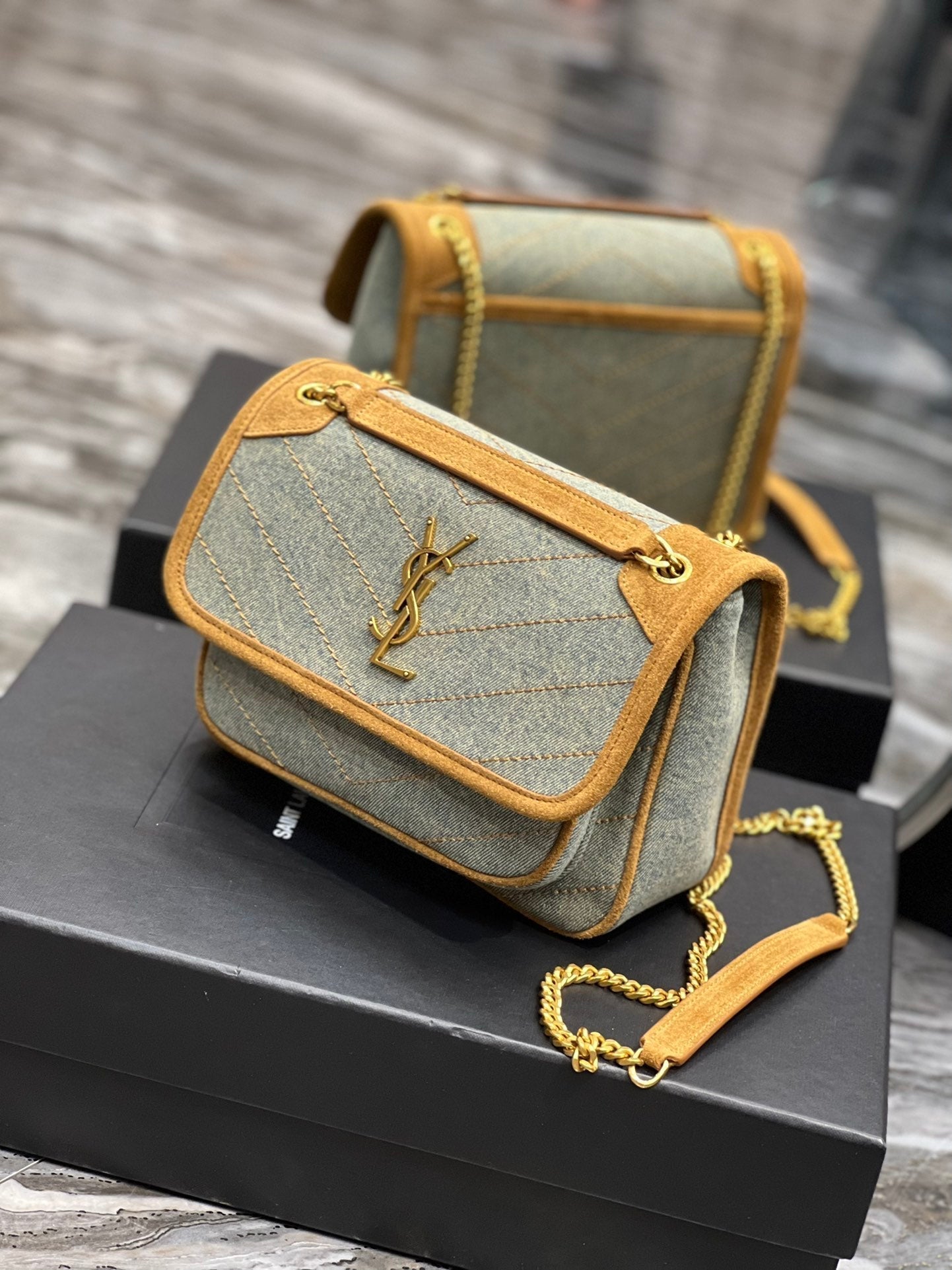 YSL Saint Laurent Niki Shoulder Bag Mini Chain