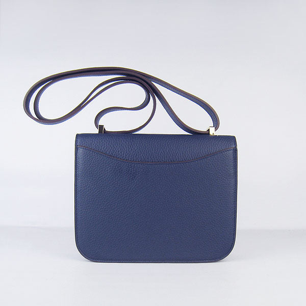 Hermes Luxury Constance Cowskin Bag H Dark Leather Blue Travel Bag
