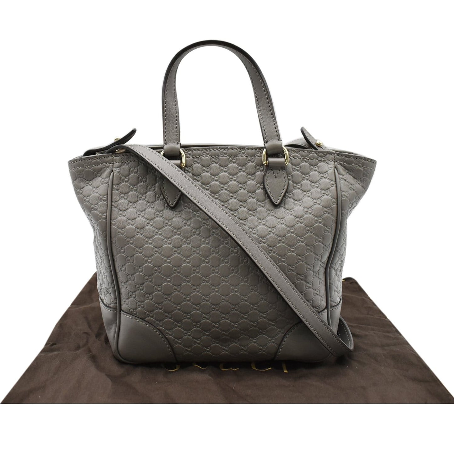 Gucci Bree ssima Tote Crossbody Bag Grey Leather Small