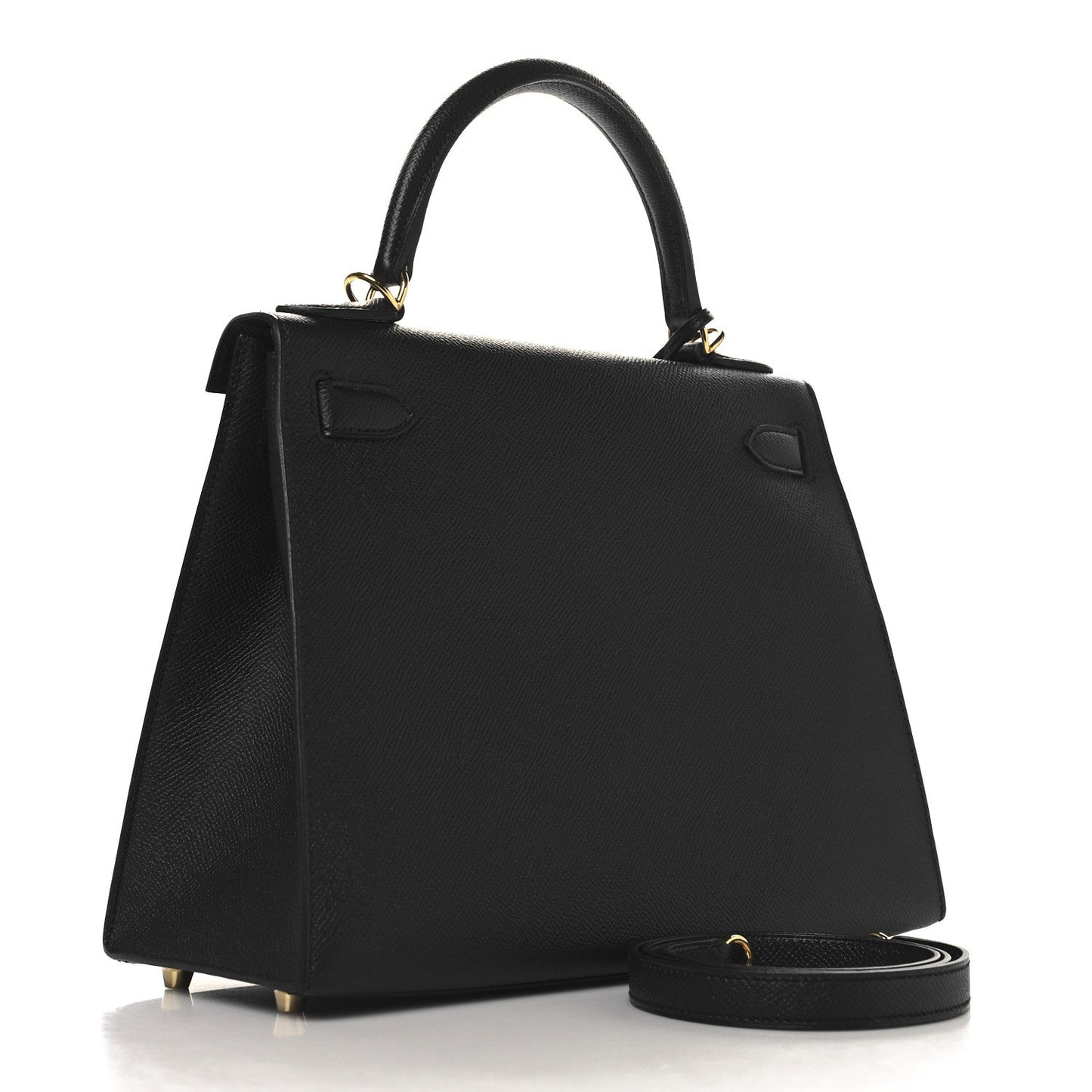 Hermes Epsom Kelly Sellier Handbag Black Travel Bag 28 Black 1725553