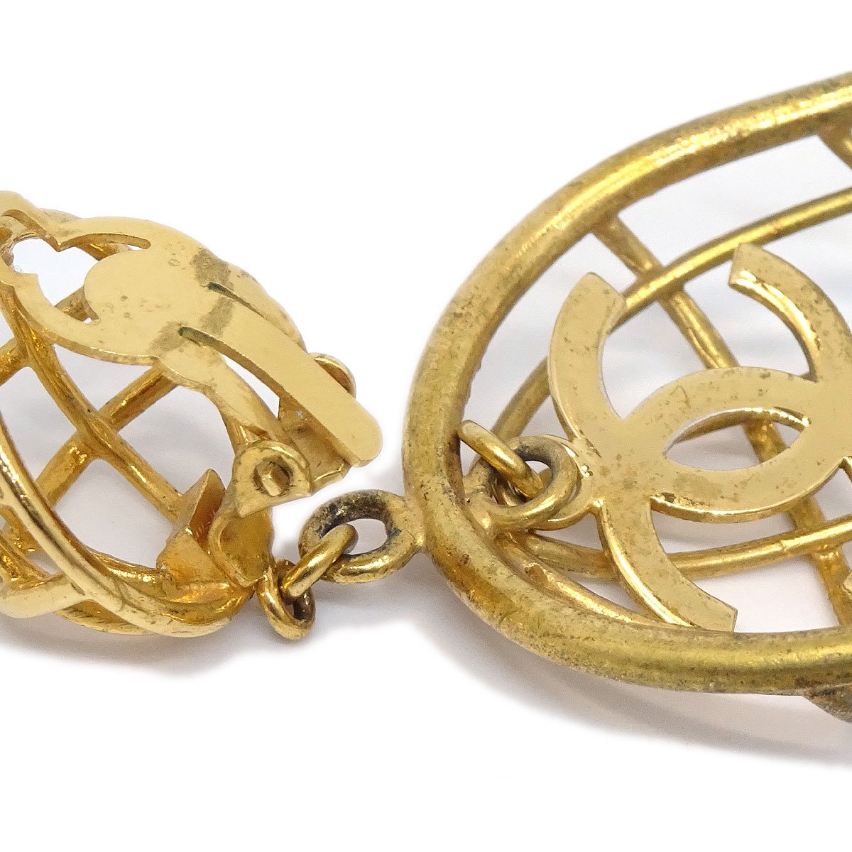 Chanel Birdcage Earrings Gold Clip on AO34148
