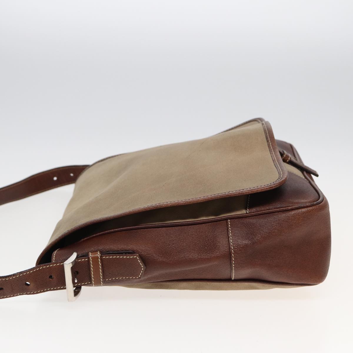 Prada Shoulder Bag Auth Canvas Brown Brown Auth Ar12034