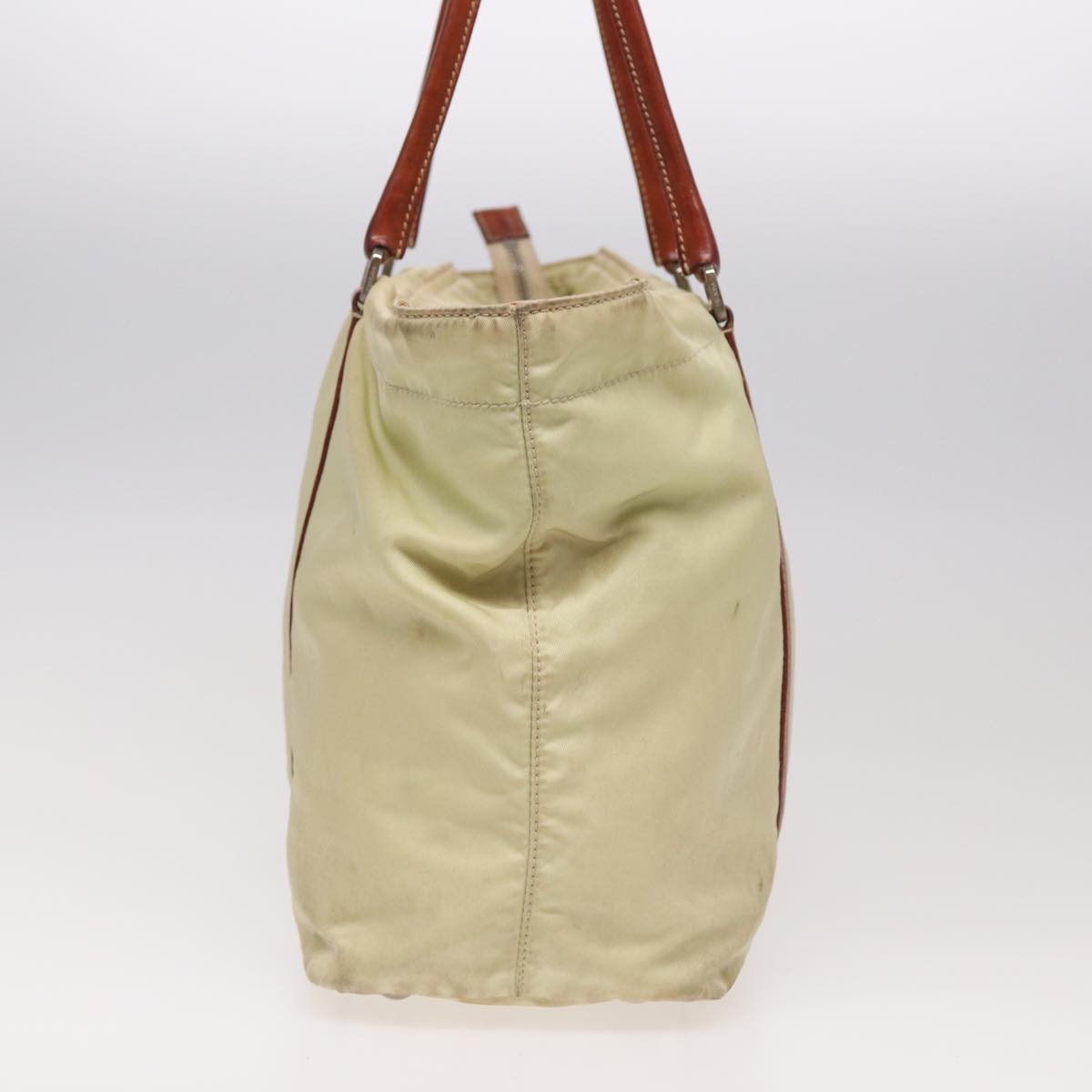 Prada Tote Bag Auth Nylon Beige Beige Auth Ar12047