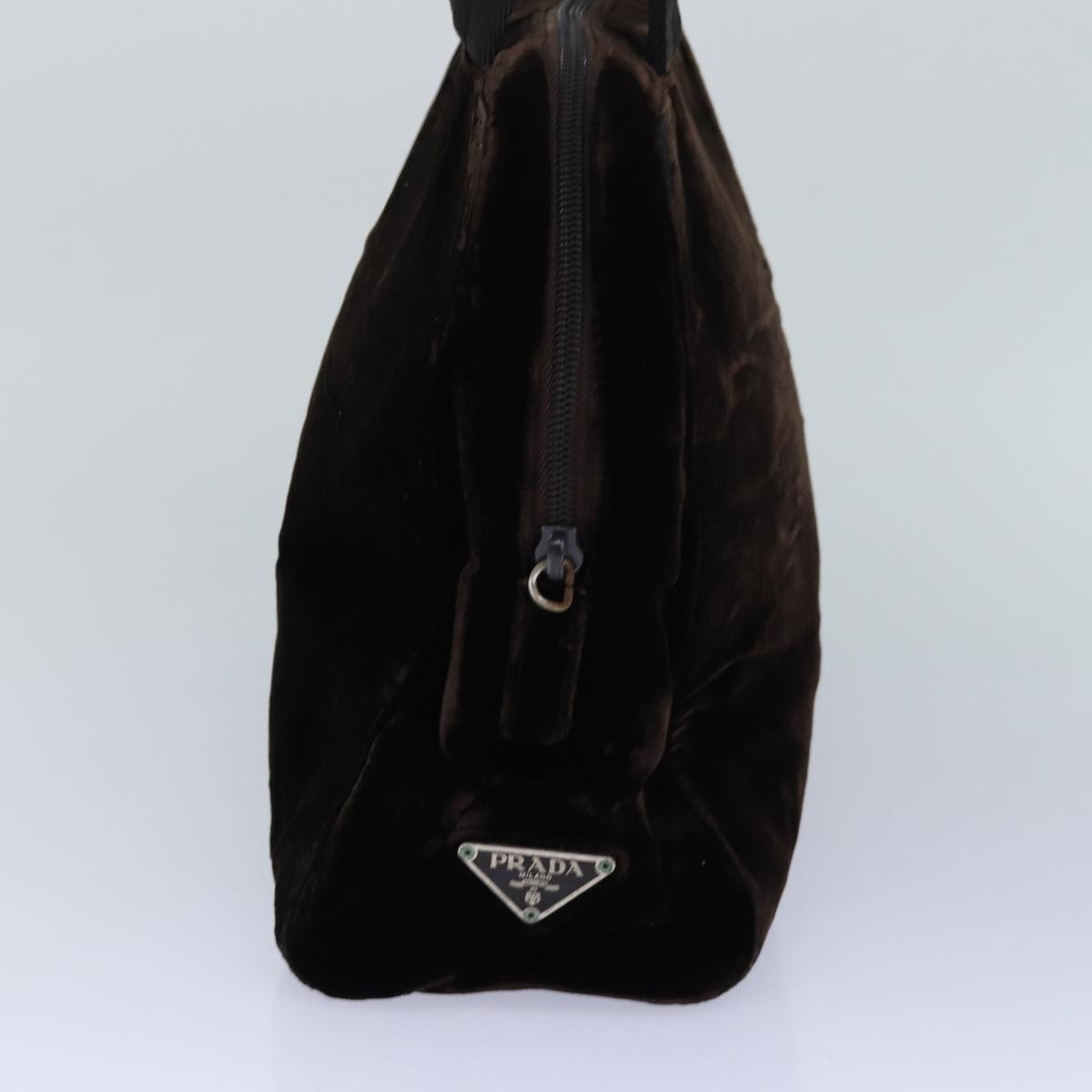 Prada Hand Bag Velor Auth Brown Travel Bag
