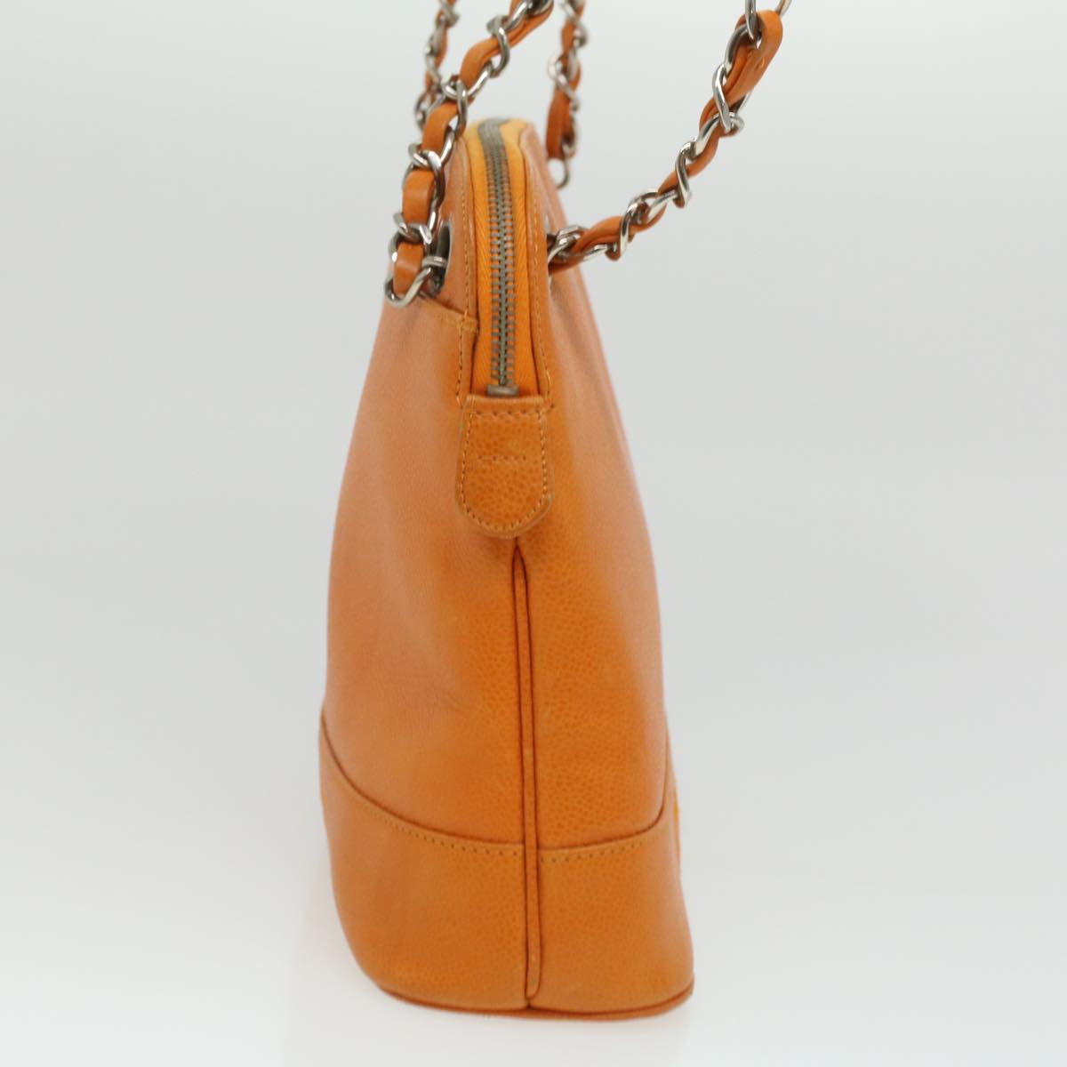 Chanel Chain Shoulder Bag Caviar Skin Orange CC Auth ar