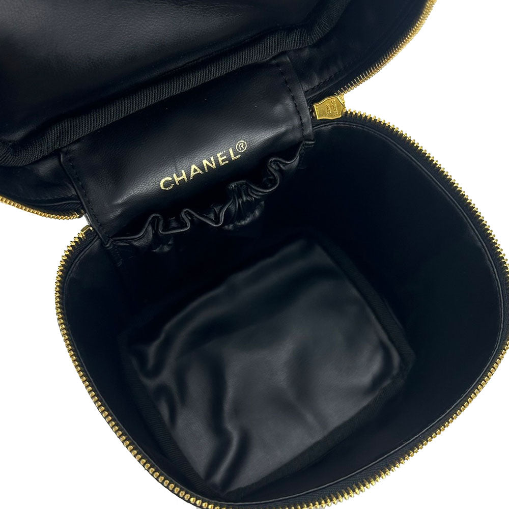 Chanel Cosmetics Bicolole Vanity Black Leather Handbag